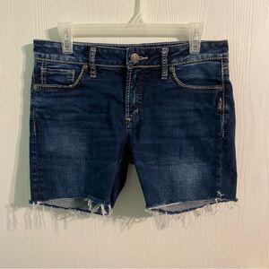 Silver Jeans Co Suki Skinny Cut Offs Denim Shorts Dark Wash Size 30